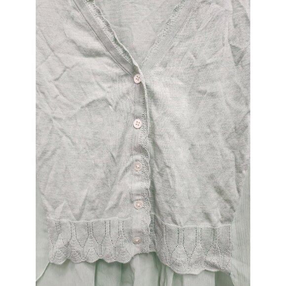 Anthropologie Knitted & Knotted Cardigan Womens XS Mint Green Button Up Casual - Picture 2 of 11